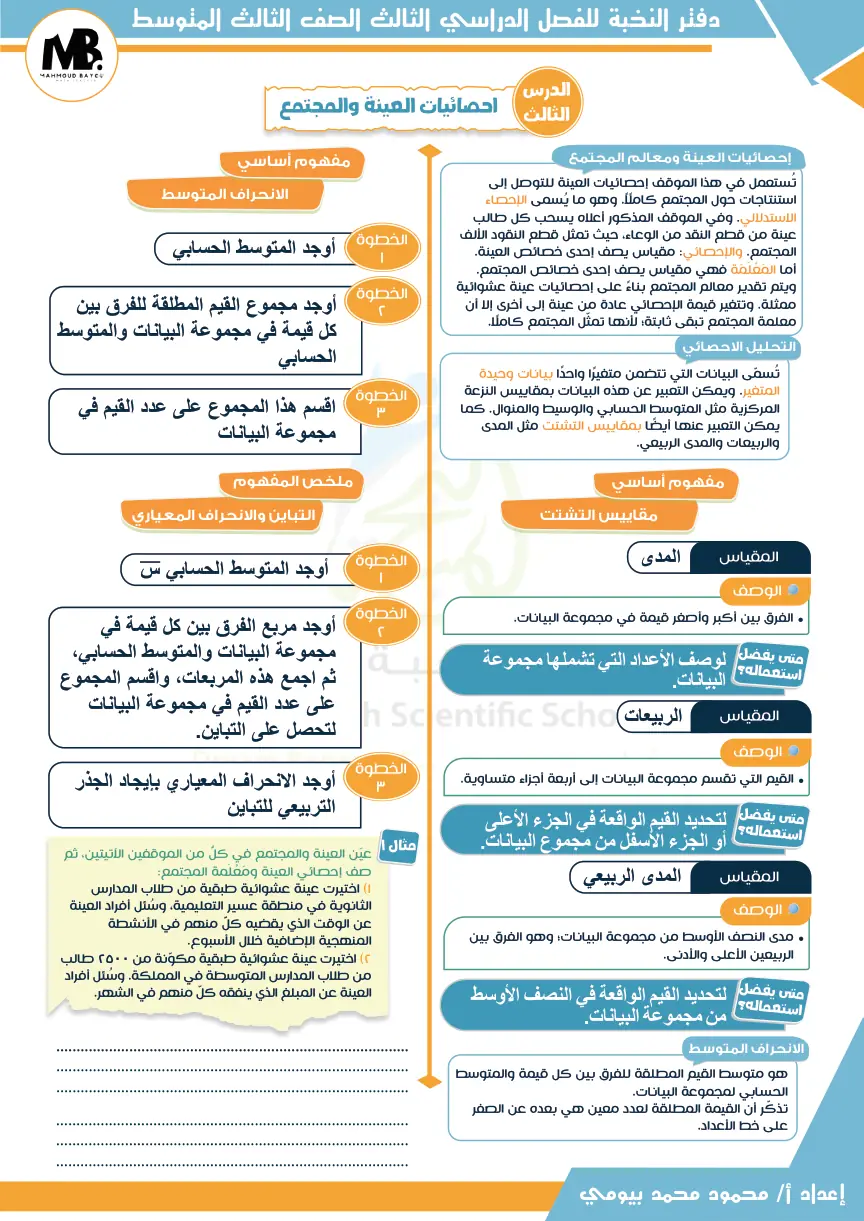 دفتر النخبة - إحصائيات العينة والمجتمع